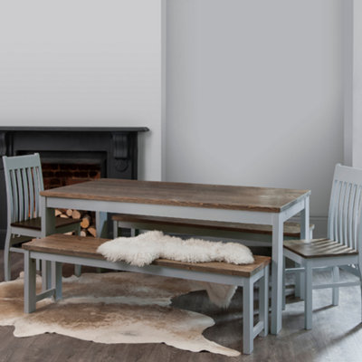 Hever Dining Table in Grey and Dark Pine