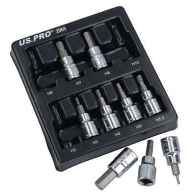 Hex Allen and Torx Star Key Bit Set 3/8" dr Socket H2 - H10 and T10 - T55