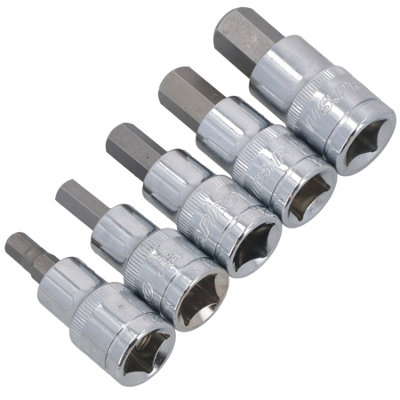 Innensechskant Steckschlüssel Set 7-14 Mm - 5-tlg. Für 1/2 Zoll Antrieb, Chrom-Vanadium Stahl