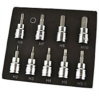 Hex / Allen Sockets Key Bits 3/8" Drive 2mm - 10mm 9pcs AT730