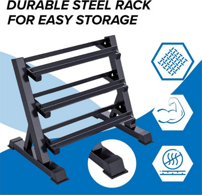 Hex Dumbbell Rack L3 Heavy Duty 3 Tier Steel Weight Storage Rack