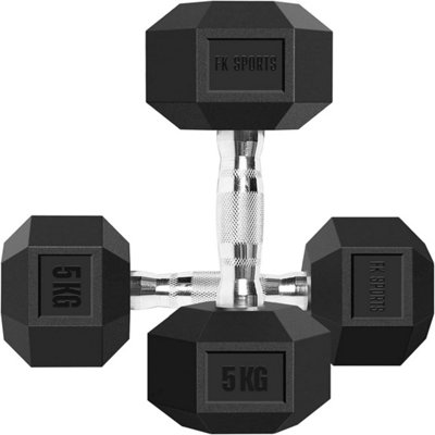 Hex Dumbbells Set Rubber Encased Cast Iron