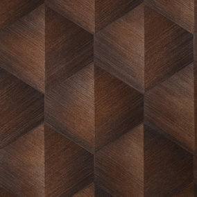 Hex Geometric Wallpaper in Copper