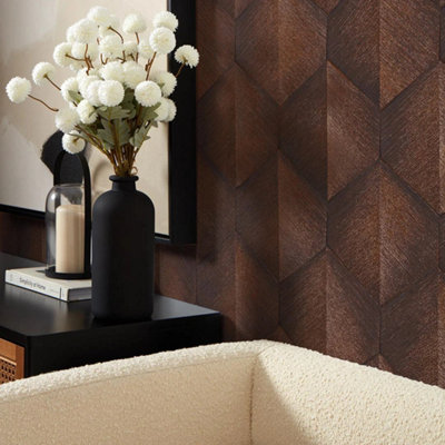 Hex Geometric Wallpaper in Copper