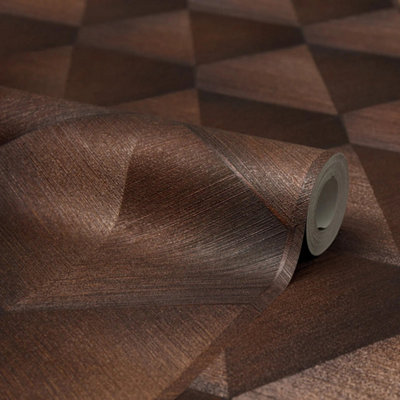 Hex Geometric Wallpaper in Copper