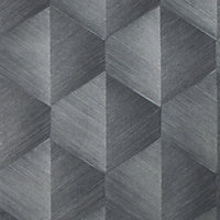 Hex Geometric Wallpaper in Gunmetal Grey