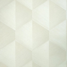 Hex Geometric Wallpaper in Ivory