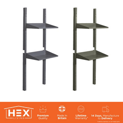 HEX Living Shed Accessories Weston Shelf Kit and Rail Kit (2 Shelves, 2 ...