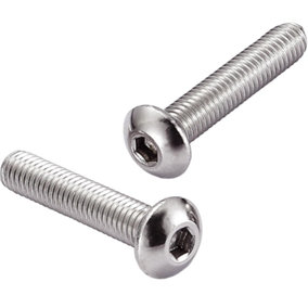 Hex Socket M10x100mm ( Pack of: 20 ) Button Head Bolts Screws A2 304 Stainless Steel (ISO 7380) Fully Threaded