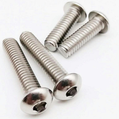 Hex Socket M4x10mm ( Pack of: 20 ) Button Head Bolts Screws A2 304 Stainless Steel (ISO 7380) Fully Threaded