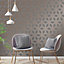 Hexa Geometric Wallpaper In Charcoal And Rose Gold