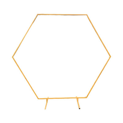 Hexagon Arch Stand Metal Backdrop Stand Garden Arbors - 7.8ft, Gold