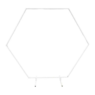 Hexagon Arch Stand Metal Backdrop Stand Garden Arbors - 7.8ft, White