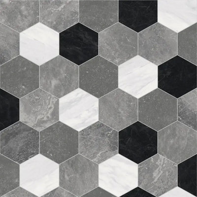 Hexagon Dark Grey Tile Vinyl by Remland (1m x 3m)