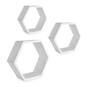 Hexagon Floating Shelves Set of 3 White - M&W