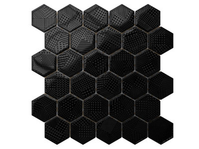 Hexagon glass mosaic on mesh for bathroom or kitchen 247mm x 255mm - Crochet
