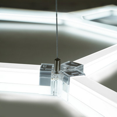 Hexagon LED Light & Vented Garage Floor Tiles With Edges - 90 Blue & 30 ...