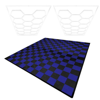 Hexagon LED Lights x 2 & Vented Garage Floor Tiles With Edges - 120 ...
