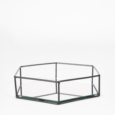 Hexagon Mirrored Tray Candle Holder Home Vanity