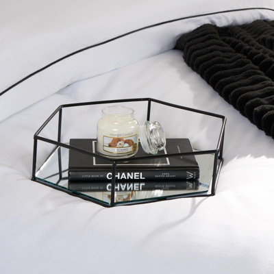 Hexagon Mirrored Tray Candle Holder Home Vanity - 6