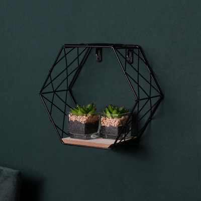 Hexagon Shaped Iron Wall Rack Shelf