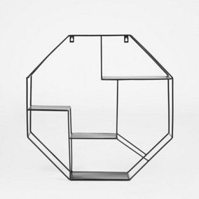 Hexagon Shaped Shelf Rack Metal Wall Floating Shelving