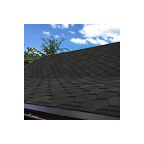 Hexagonal Bitumen Roofing Tiles, Black Asphalt Shingles for Shed and Felt Roofs 2.6 m² 18 Pcs
