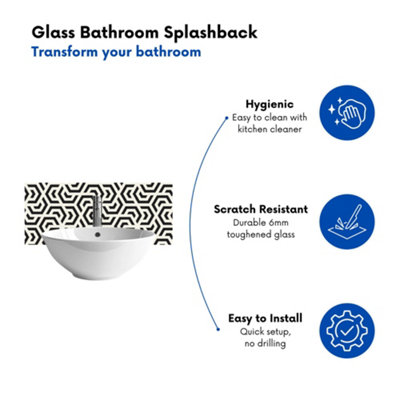 Fresh Look at Hexagonal Geometric Pattern Glass Bathroom Splashback