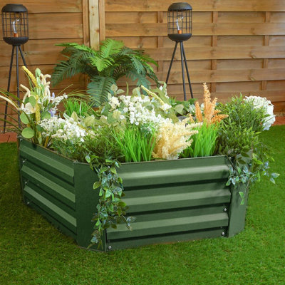 Hexagonal Metal Raised Garden Bed - Green Steel Outdoor Planter Box for Growing Veg, Fruit, Herbs & Flowers - H30 x W102 x D102cm