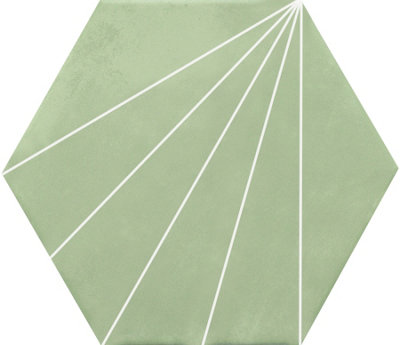 HEXAGONIA GREEN/WHITE LILY PATTERN HEXAGON TILE