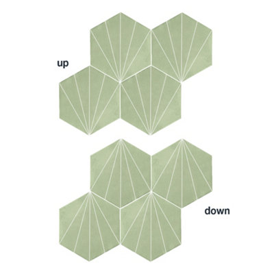 HEXAGONIA GREEN/WHITE LILY PATTERN HEXAGON TILE - 3