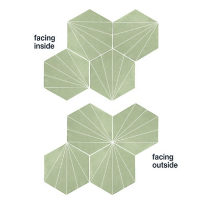 HEXAGONIA GREEN/WHITE LILY PATTERN HEXAGON TILE - 5