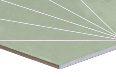 HEXAGONIA GREEN/WHITE LILY PATTERN HEXAGON TILE - 6