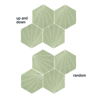 HEXAGONIA GREEN/WHITE LILY PATTERN HEXAGON TILE - 7