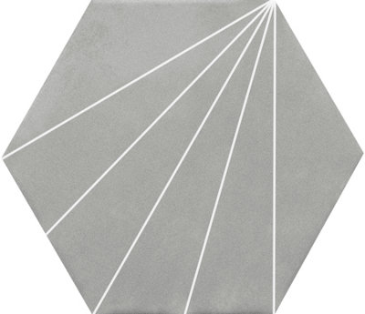 HEXAGONIA GREY/WHITE LILY PATTERN HEXAGON TILE