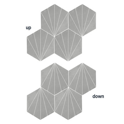 HEXAGONIA GREY/WHITE LILY PATTERN HEXAGON TILE - 3