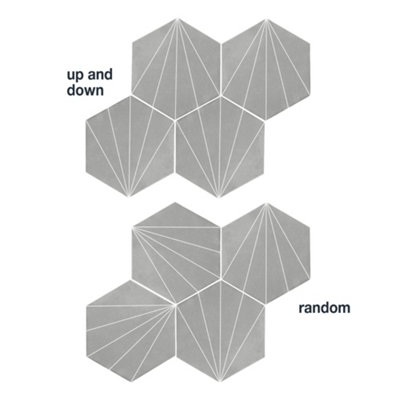 HEXAGONIA GREY/WHITE LILY PATTERN HEXAGON TILE - 7