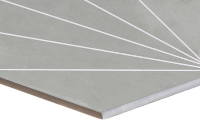HEXAGONIA GREY/WHITE LILY PATTERN HEXAGON TILE - 8