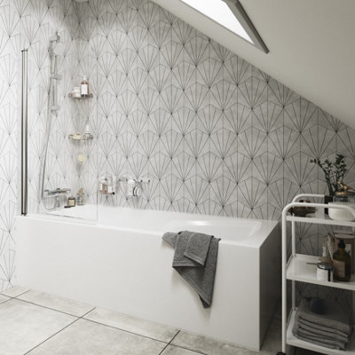 HEXAGONIA WHITE/BLACK LILY PATTERN HEXAGON TILE