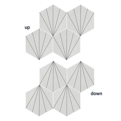 HEXAGONIA WHITE/BLACK LILY PATTERN HEXAGON TILE - 3