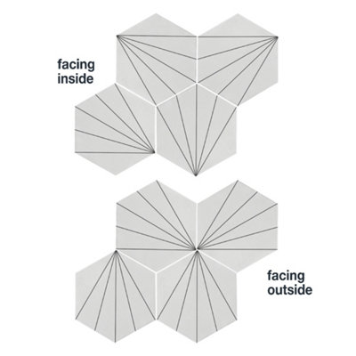 HEXAGONIA WHITE/BLACK LILY PATTERN HEXAGON TILE - 5