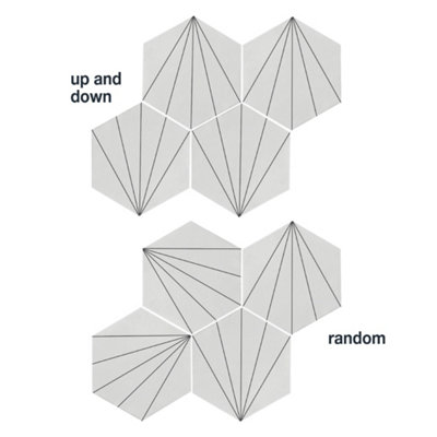 HEXAGONIA WHITE/BLACK LILY PATTERN HEXAGON TILE - 7