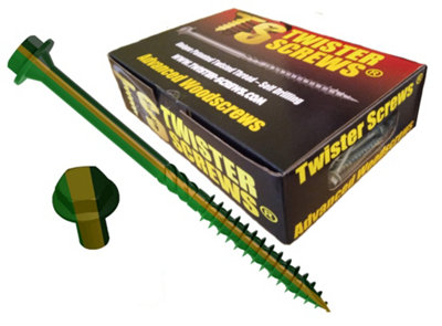 HexDrive from TwisterScrews Hex Head Screw, self Drilling,Green Colour (Dia) 6.7mm (L) 100mm, Pack of 100