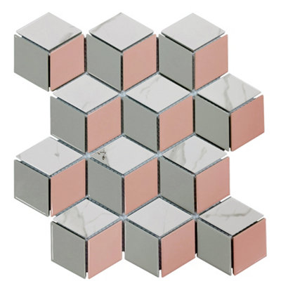 Hexia Blush Mosaic Tile Sheet- House of Mosaics Sample