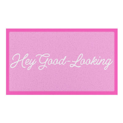 Hey Good Looking Pink Indoor & Outdoor Doormat - 70x40cm