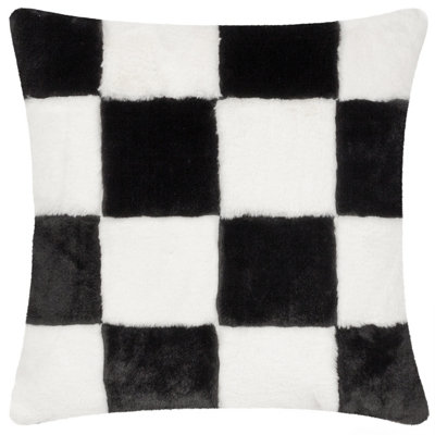 Heya Home Cozee Check Faux Fur Feather Rich Cushion