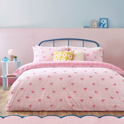 Heya Home Gingham Bows Printed Duvet Set