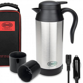 HEYNER 12V Electric Kettle For Car Van Coffee Tea Hot Water Maker Thermos With 2 Cups Carry Case H543130