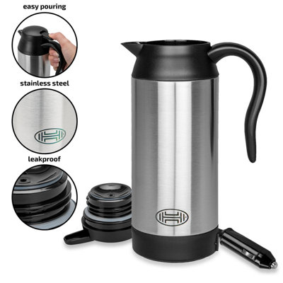 HEYNER 12V Electric Kettle For Car Van Coffee Tea Hot Water Maker Thermos With 2 Cups Carry Case H543130