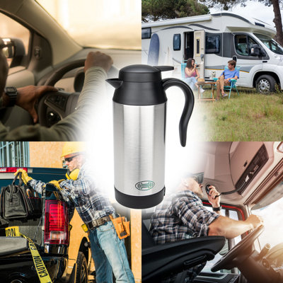 HEYNER 12V Electric Kettle For Car Van Coffee Tea Hot Water Maker Thermos With 2 Cups Carry Case H543130 - 8